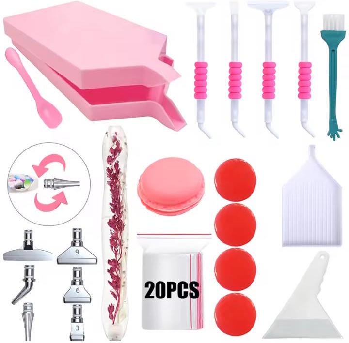 Diamond Paint Organizer, Tools-Pens-Trays, 20 Piece Set, Contain Crystals, Multiplacer included, Carrying Bag Optional, Beginner or Expert