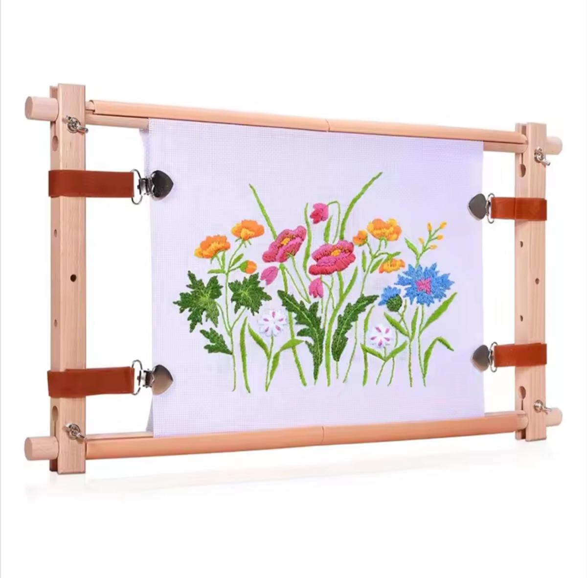 Wooden Cross Stitch Frame with Fasteners, Comfortable Craft Aide