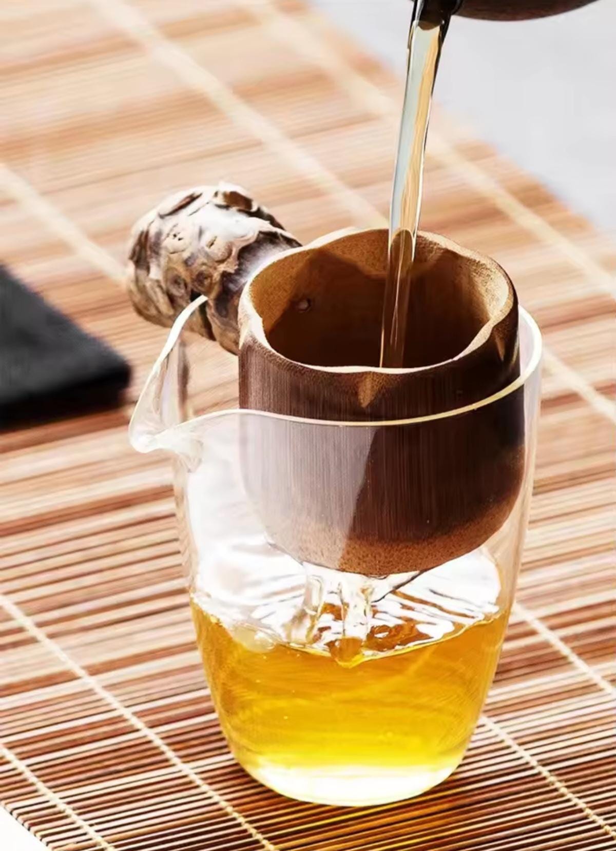 Natural Bamboo Tea Scoop Infuser, Carved, Varietal Tea Leaf Filter Sieve