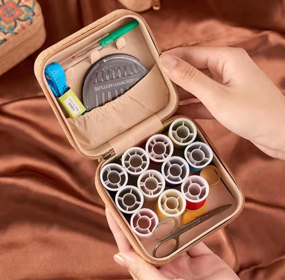 Mini Sewing Travel Kit, 4 Decorated Case Styles, Complete Tools, Threads, Scissors, Needles, Tape, Threading, Cute Craft on the Move