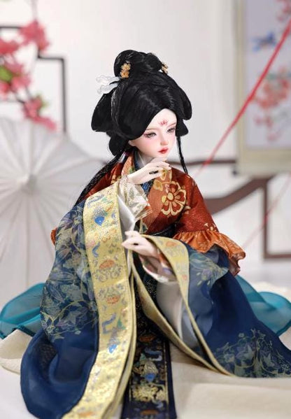 Collectible Asian Doll, Wei Jin Dynasty Hanfu Costume, Handmade BJD, Styled Wig, 17 inch, Full Set, Poseable Ball Jointed, Delicate Details