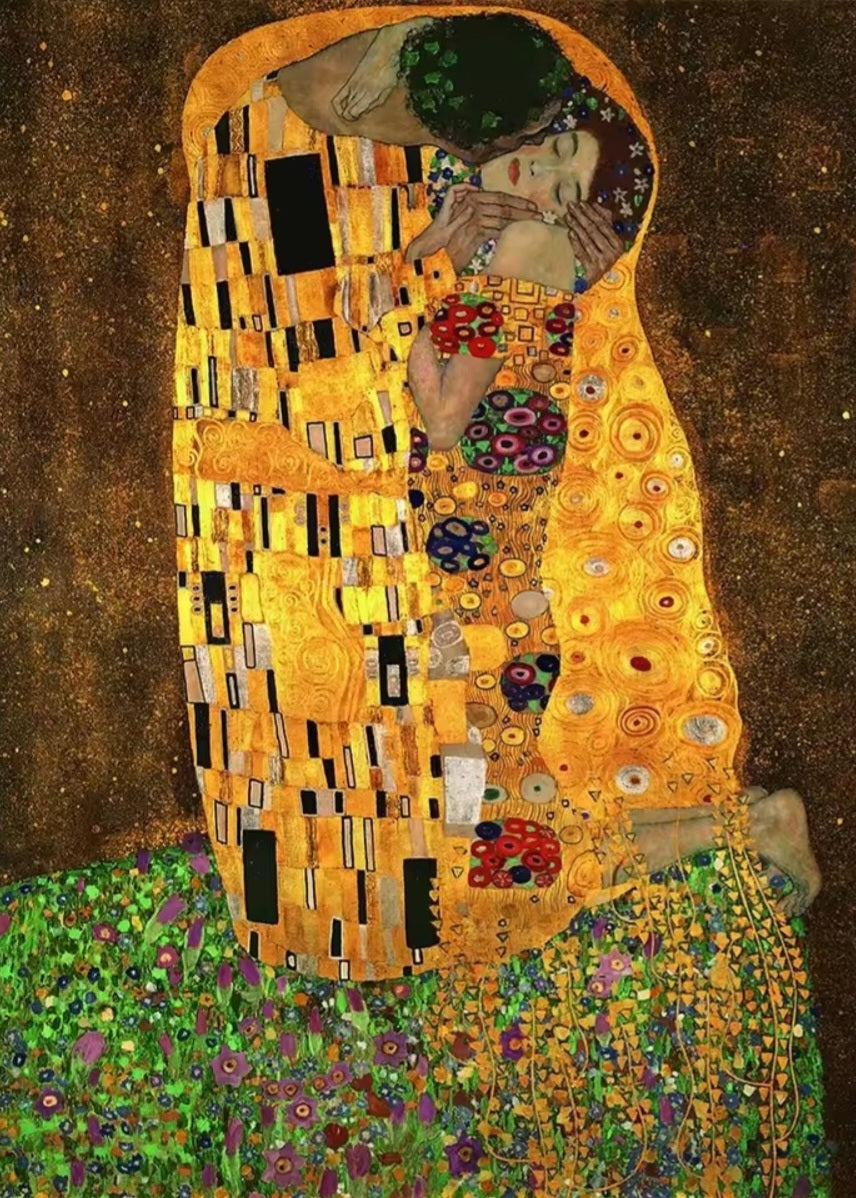 Puzzle de 1000 pièces Le Baiser, avec poster, chef-d'œuvre de Klimt