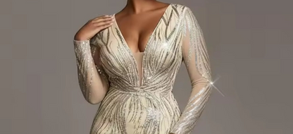 Gala Dress, Sequin Maxi, Lining, Split, Plus Sizes, Formal, Date, Bride Dance