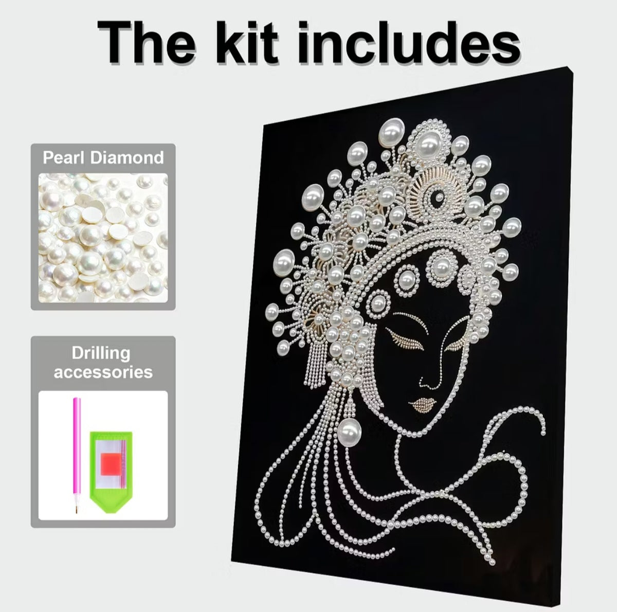 DIY Pearl Diamond Art on a Frame, Goddess, 30x40 cm