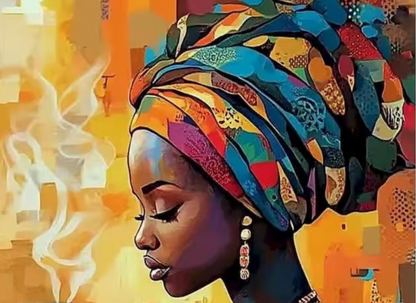 Kit de Peinture par Numéros DIY, Thème Femme Afro et Soin de Soi, Toile en Lin