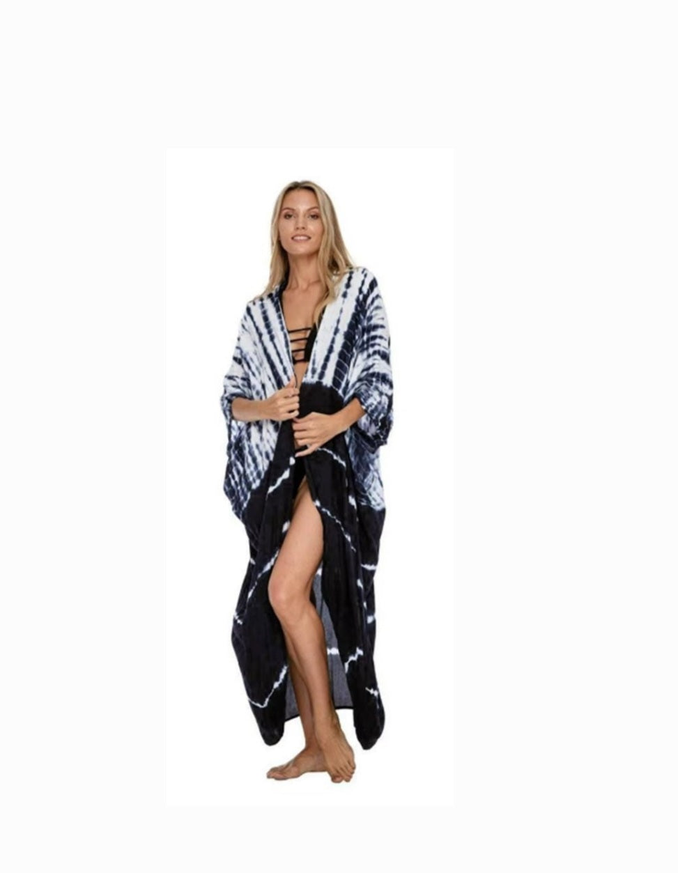 Kimono Retro Fashion, Swim Beach Pool Cover Up, Sash, Halo Dyeing, Oversized Robe, Sexy, One size all body types