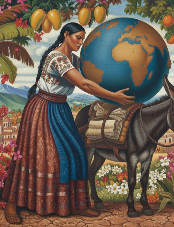 DIY Beginner Paint Kit, Woman Carries the World, Mexican Latin Folk Art