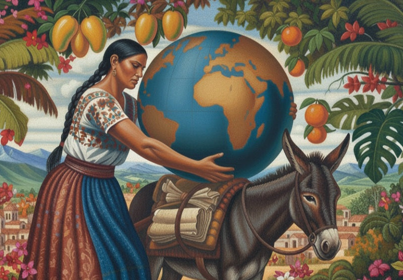 DIY Beginner Paint Kit, Woman Carries the World, Mexican Latin Folk Art