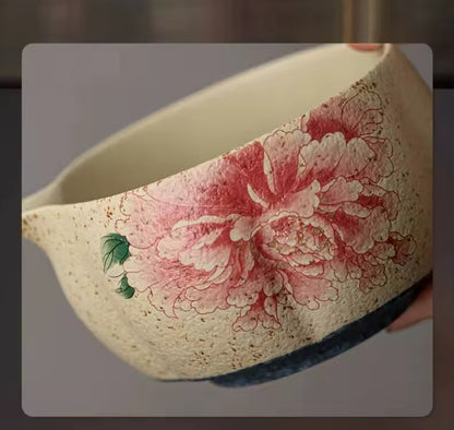 Kit de té Matcha, diseño floral de cristal de hielo, tonos rosa blanco, 4 u 8 piezas, cepillo de bambú, paño de té, suministro para fiestas, regalo para té de alta calidad