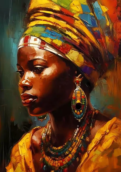 Kit de broderie diamant à faire soi-même, Femmes africaines des Caraïbes d'une élégance traditionnelle, Couleurs DMC, Mosaïque collée, Cadeau Diaspora