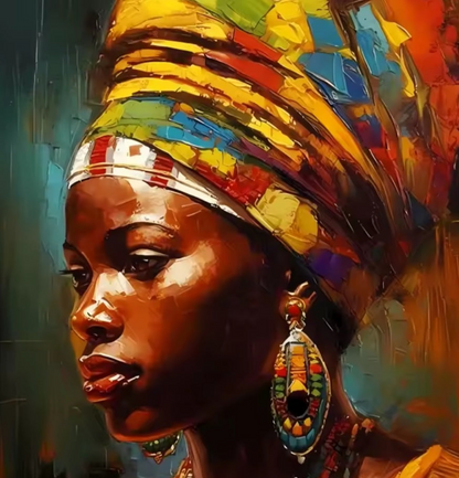 Kit de broderie diamant à faire soi-même, Femmes africaines des Caraïbes d'une élégance traditionnelle, Couleurs DMC, Mosaïque collée, Cadeau Diaspora