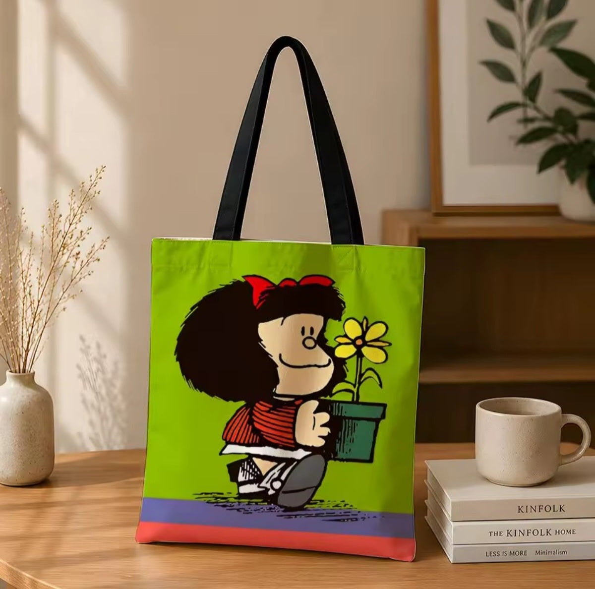 Mafalda Plants Seeds, Canvas Tote Bag, 2 Sizes, Reusable