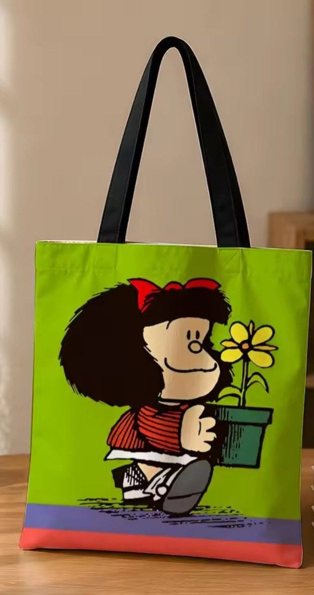Mafalda Plants Seeds, Canvas Tote Bag, 2 Sizes, Reusable