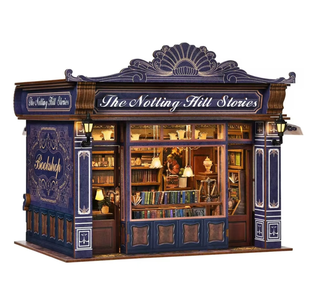 Notting Hill Bookstore, DIY Book Nook Kit, Puzzle, LED Light, Movable Furniture