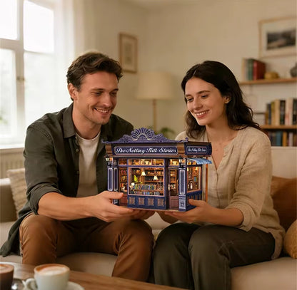 Notting Hill Bookstore, DIY Book Nook Kit, Puzzle, LED Light, Movable Furniture