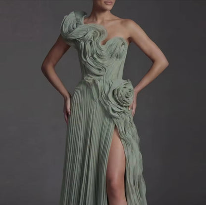 Robe de soirée, Gala du Nouvel An ou toute l'année, Robe en satin, Couleur et taille personnalisables, Longueur ras du sol, Taille haute, Col en V, Ceinture, Sur mesure