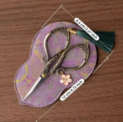 Vintage Mini Embroidery Scissors, Tassel, Craft Shears, Fabric Gourd in Lavender