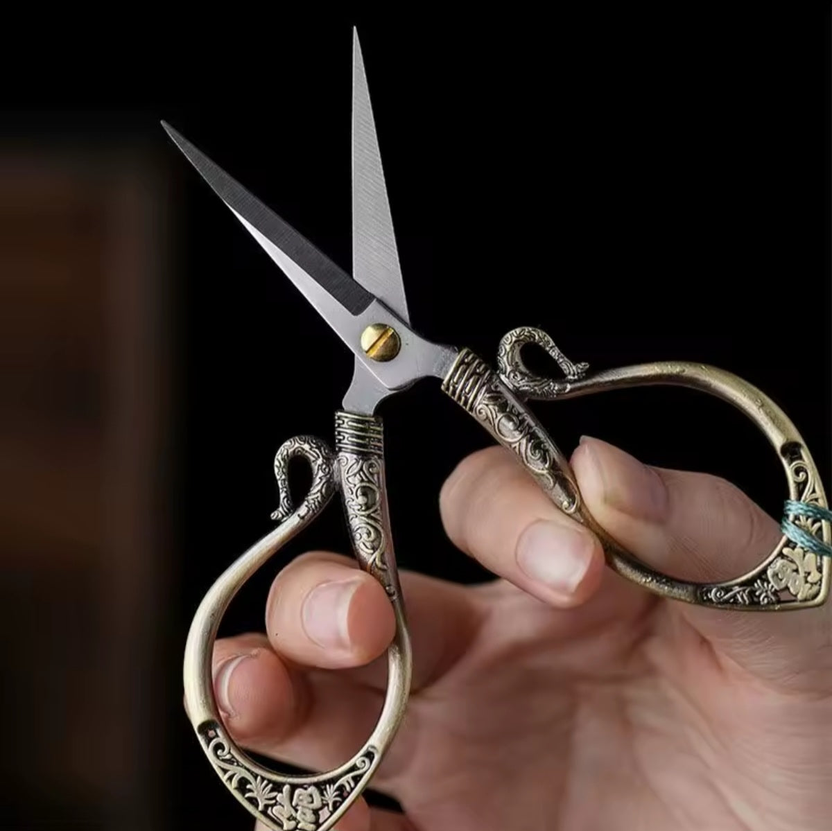 Vintage Mini Embroidery Scissors, Tassel, Craft Shears, Fabric Gourd in Black Midnight