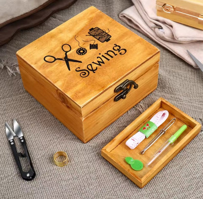 Handcrafted Wooden Sew Kit, Accessories, Pin Cushion, Threader,  Needles, Scissors
