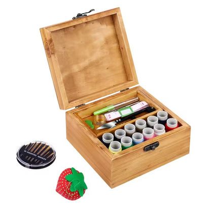 Handcrafted Wooden Sew Kit, Accessories, Pin Cushion, Threader,  Needles, Scissors