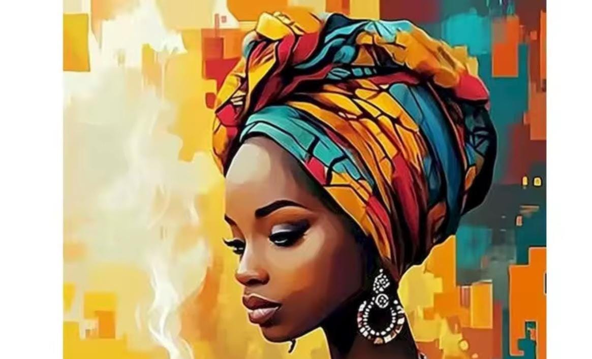 DIY Paint by Numbers Kit, Afro Woman Self-Care Theme, Linen Canvas, Optional Frame, Gift Imagination, Learn a New Craft