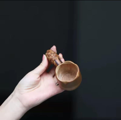 Natural Bamboo Tea Scoop Infuser, Carved, Varietal Tea Leaf Filter Sieve