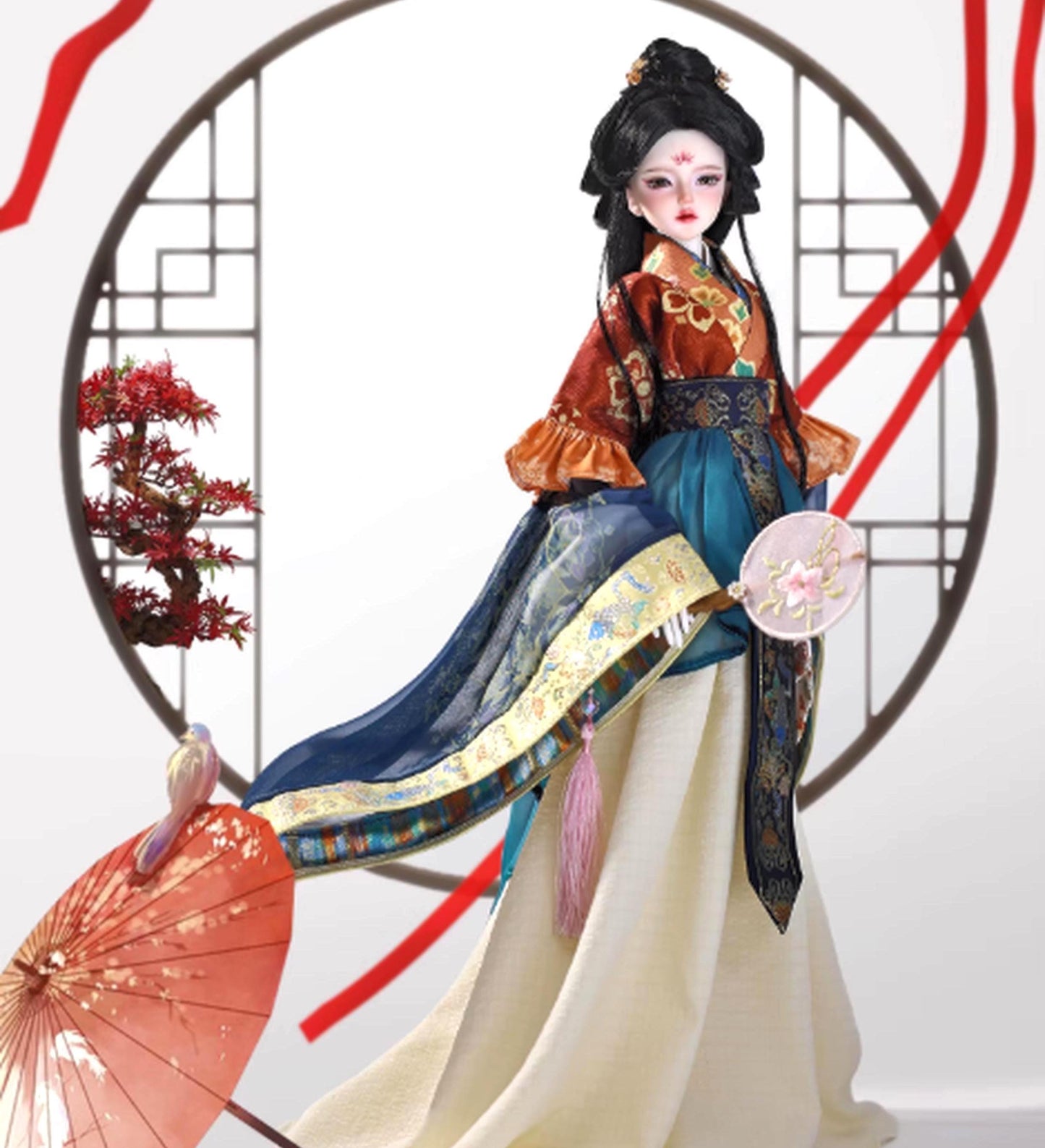 Collectible Asian Doll, Wei Jin Dynasty Hanfu Costume, Handmade BJD, Styled Wig, 17 inch, Full Set, Poseable Ball Jointed, Delicate Details