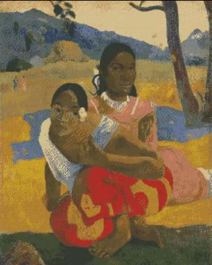 Embroidery DIY Kit, Paul Gauguin Masterpiece Painting, Printed Cotton Canvas, Cross Stitch Aida 14CT, 40x50 cm, Gift or Decor