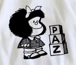 Mafalda Builds Peace T-shirt, Latin Spanish Icon, Funny top, Cultura Language, Comic T-shirt, Make Smiles, Adult or Child, Three Kings Day