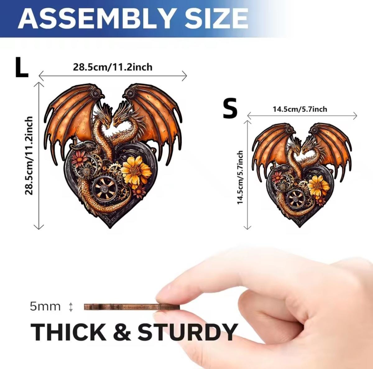 Puzle de Halloween de madera, dragón mecánico en forma de corazón, diversión para Halloween o fiestas, Steampunk, 5 mm de grosor extra, conservar como decoración de pared