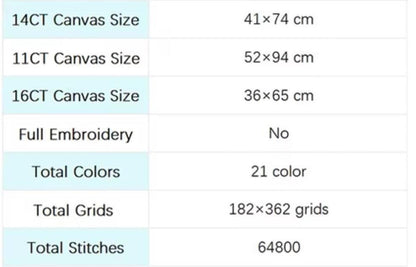 Printed Cross Stitch Kit, Embroidery Aida 14 16 or 11CT, Printed Cotton Fabric Canvas, Elegant Handcraft
