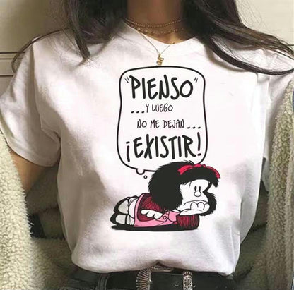 Mafalda Brainstorms T-shirt, Latin Spanish Icon, Funny top, Cultura and Language, Comic T-shirt, Make Smiles, Adult or Child