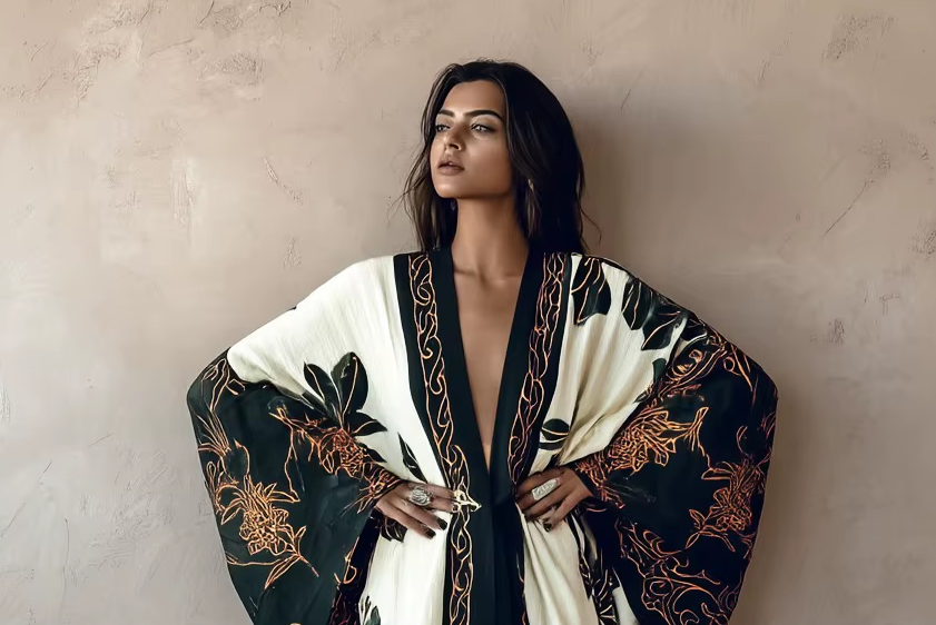 Robe de Chambre, Motifs Botaniques à l'Aquarelle, Vêtement d'Intérieur Léger et Froissé, Cache-Maillot