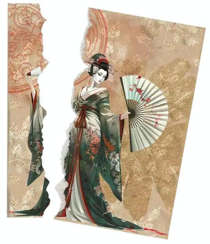 Classical Japanese High Society Rice Paper, Scrapbook, Junk Journal, Decoupage, DIY Cards or Planner Decor, Gift Wrap, 8 pieces