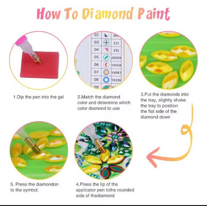 Diamond Paint Kit, Beauty and the Dragon, Asia Inspired Craft, DIY Crystal Mosaic, Round Drill, 30x25 cm, Easy Beginners, Dynamic