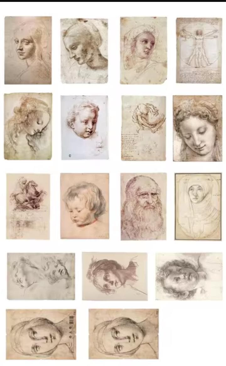 2 Pack Decorative Paper, Leonardo da Vinci Sketches, Gift wrap Renaissance Art, Decor, 30 Sheets Total in Double Set, 13x18 cm each