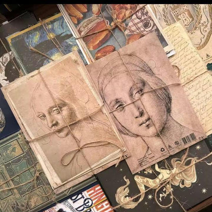2 Pack Decorative Paper, Leonardo da Vinci Sketches, Gift wrap Renaissance Art, Decor, 30 Sheets Total in Double Set, 13x18 cm each
