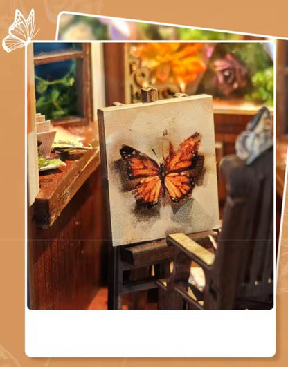 3D Book Nook, Butterfly House, DIY Kit, Nature Bookshelf Puzzle, LED Light, Varieties of Butterflies, Movable Furniture, Gift Nature Lovers