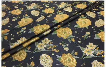 Fabric, Gold Silk Brocade Jacquard, DIY Sew Dress Blouse Skirt, or Fabric Crafts, Sold By the Meter