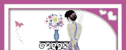 Madam Butterfly Embroidery Kit, Cross-stitch 11CT, LARGE Canvas Printed or Unprinted, Learn a New Craft