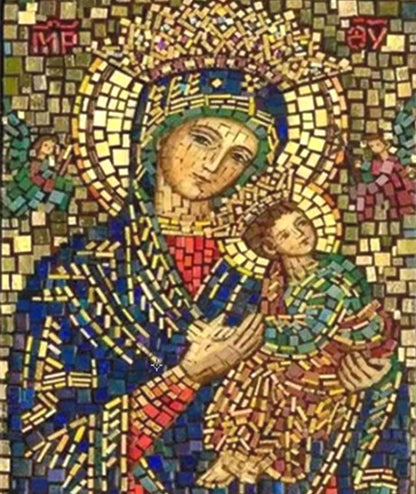 5D Diamond Paint DIY Kit, Our Lady of Perpetual Help, Round Drill, 30x40 cm, Religious Art, Gold Tones, Faith in Art, Art is Faith