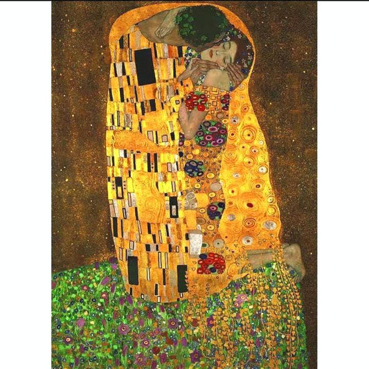 The Kiss, 1000 Piece Jigsaw Puzzle, World Famous Klimt Painting of Lovers, Unique pieces, Poster Included, Romantic, Preserve as Wall Decor