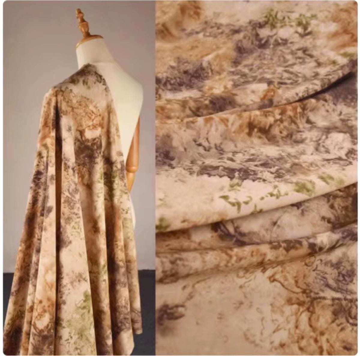 Fabric, Printed Chiffon, Abstract Floral, Light Dress, Shirt, Collages, Sold By Half Meter