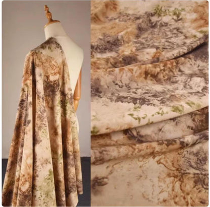 Fabric, Printed Chiffon, Abstract Floral, Light Dress, Shirt, Collages, Sold By Half Meter
