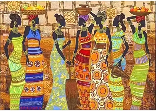 Jigsaw Puzzle, African Market, 500 or 1000 Pieces, Black Women Shopping in Colorful Dresses, Preserve as Wall Decor, Family Fun