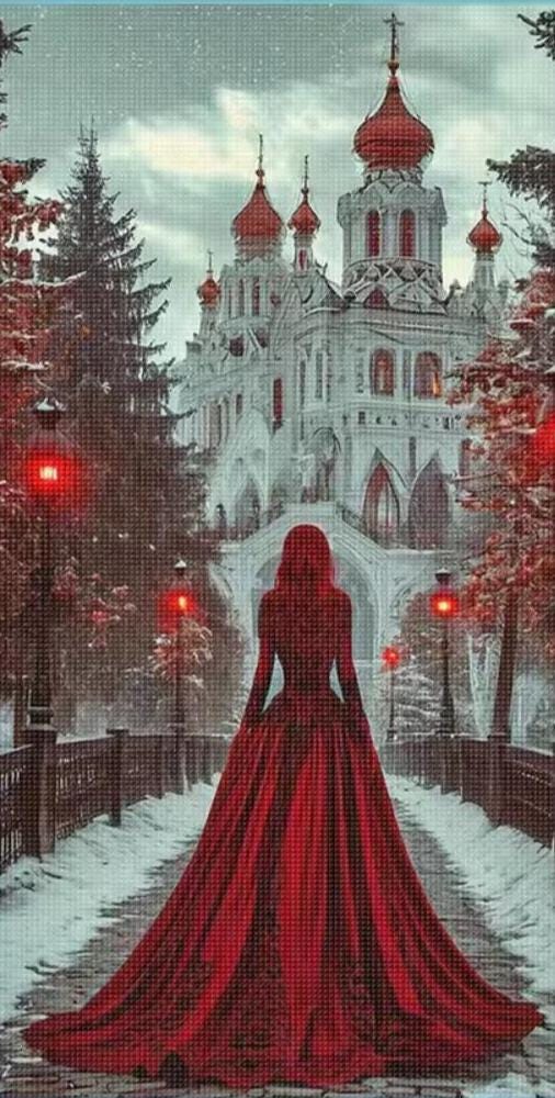 DIY Cross Stitch Kit, Winter Castle, 11CT, Printed Canvas, 40x70, DIY Embroider Decor or Gift, Snow Seasonal, Holidays, Christmas