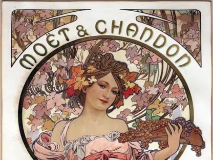 DIY Diamond Paint Kit, Moet Chandon, Alphonse Mucha image, Vintage Nouveau, Round Drill, 30x40, European Flair, Thanksgiving Decor, Sheek