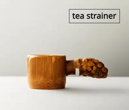 Natural Bamboo Tea Scoop Infuser, Carved, Varietal Tea Leaf Filter Sieve