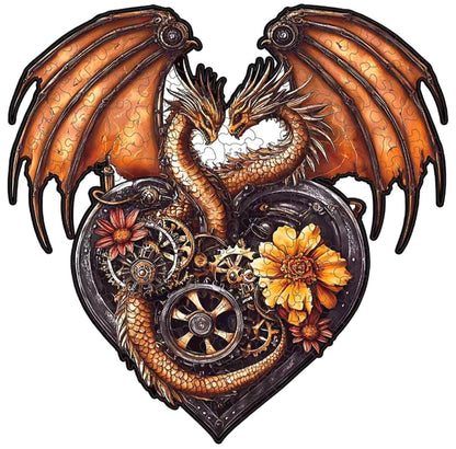 Puzle de Halloween de madera, dragón mecánico en forma de corazón, diversión para Halloween o fiestas, Steampunk, 5 mm de grosor extra, conservar como decoración de pared