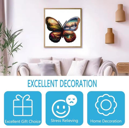 Wooden Jigsaw Puzzle, Unique Butterfly Shape, 5mm Thick, All 4 Seasons Holiday Party Fun, Nature Lovers, Preserve as Decor